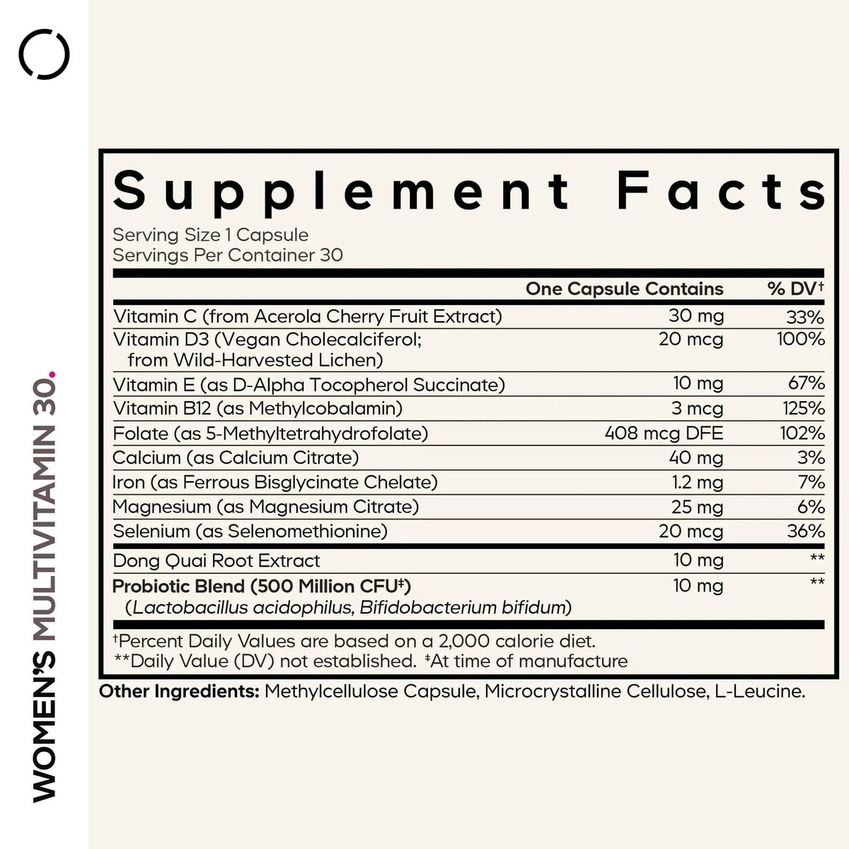Codeage Women’s Multivitamin - Vitamins A, C, D3, E, B6, B12, Folate, Calcium, Magnesium, Iron, Dong Quai, Probiotics - 1 Capsule Per Serving Codeage