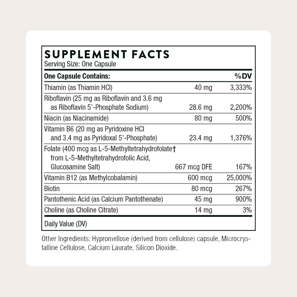 THORNE - B-Complex #12 - Vitamin B Complex with Active B12 and Folate - 60 Capsules THORNEBuy Supplements Australia