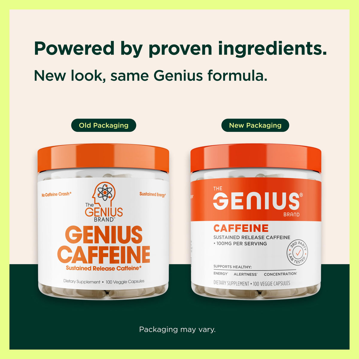 Genius Caffeine - Sustained-Release Microencapsulated Caffeine Pills for Smooth, Long-Lasting Energy & Focus - No Jitters or Crash - 100mg per Capsule - 100 Servings - Natural Performance Booster The Genius BrandBuy Supplements Australia