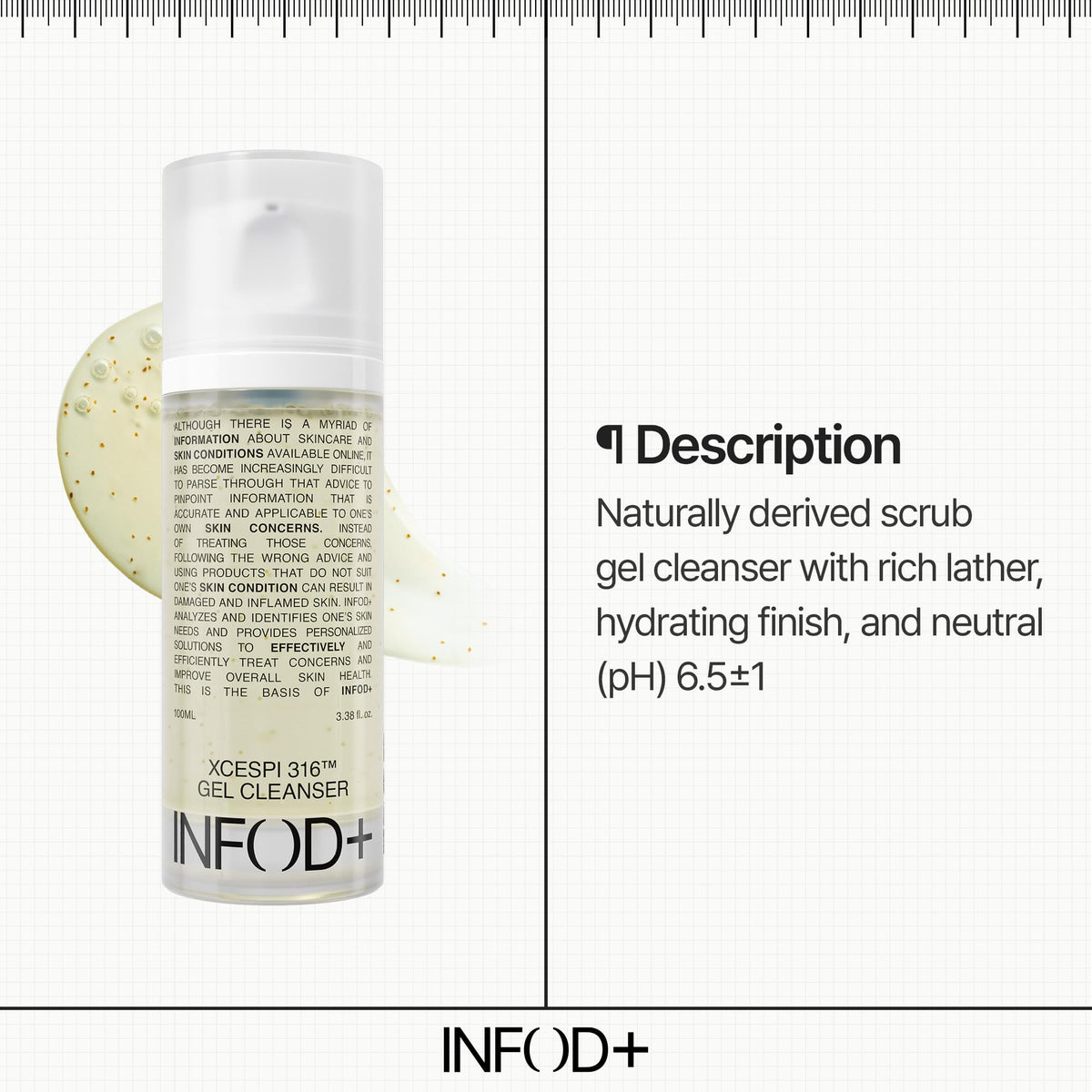 INFODPLUS Gel Cleanser, Gentle Low pH Deep Cleansing, Oil Control, Pore Blackhead Removal Face Wash, Ceramide Panthenol, Hydrating Barrier Balance Korean Skincare for Sensitive Skin, 3.38 fl.oz 100ml INFOD+ buy supplements Au