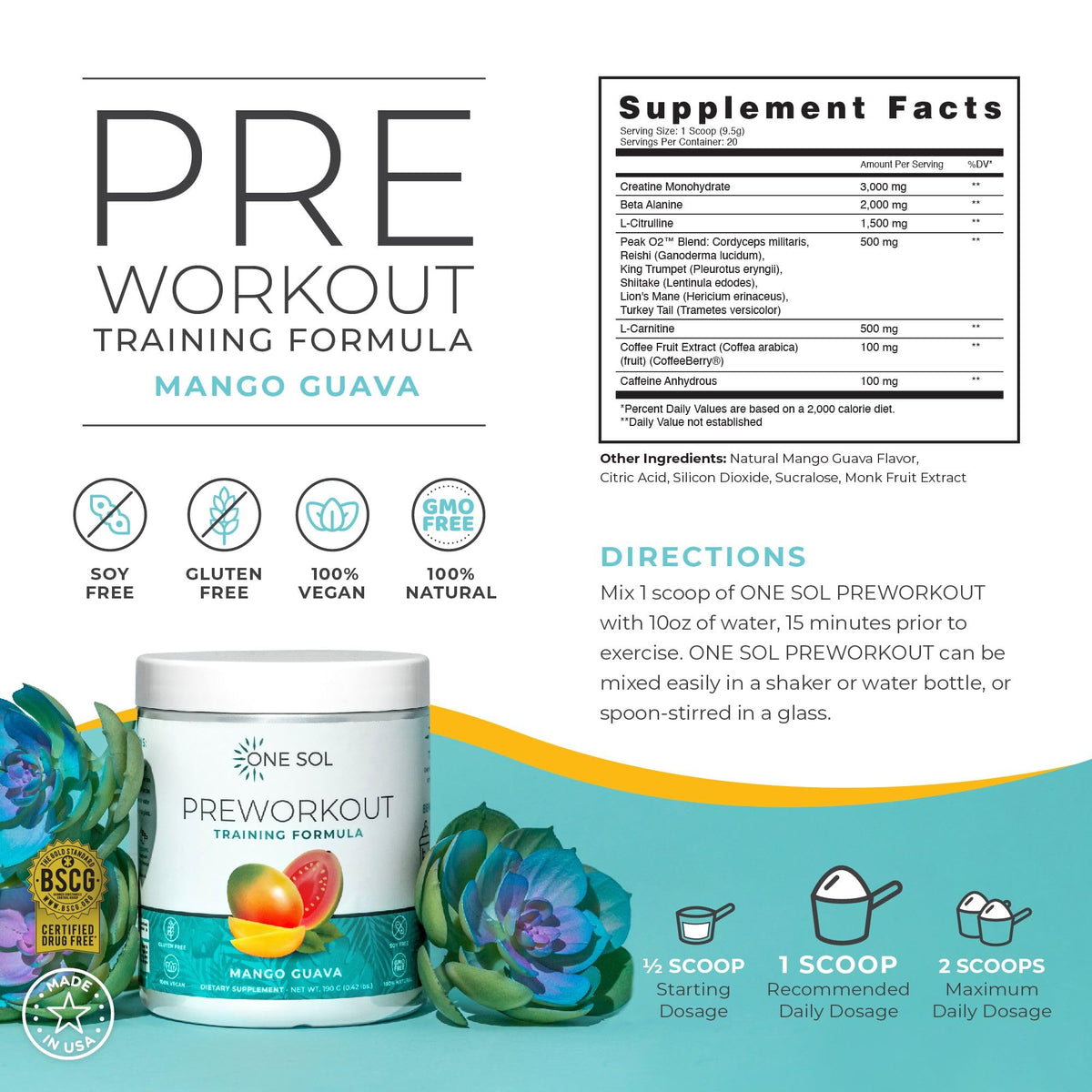 One Sol Pre-Workout for Women, Enhanced Pump & Focus, No Jitters Or Crash, Natural One SolBuy Supplements Australia
