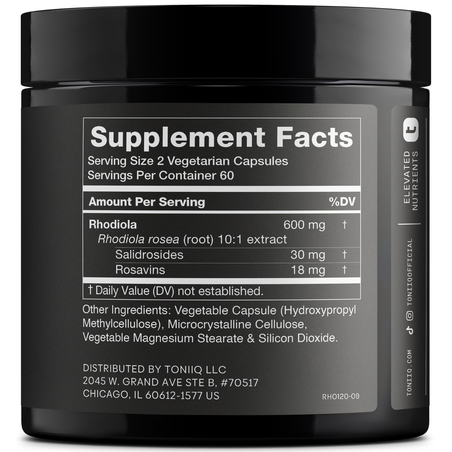 Toniiq Triple-Strength 600mg Rhodiola Rosea - 120 Capsules - 5% Salidroside Concentrated Extract - Highly Purified and Bioavailable Toniiq buy supplements Au