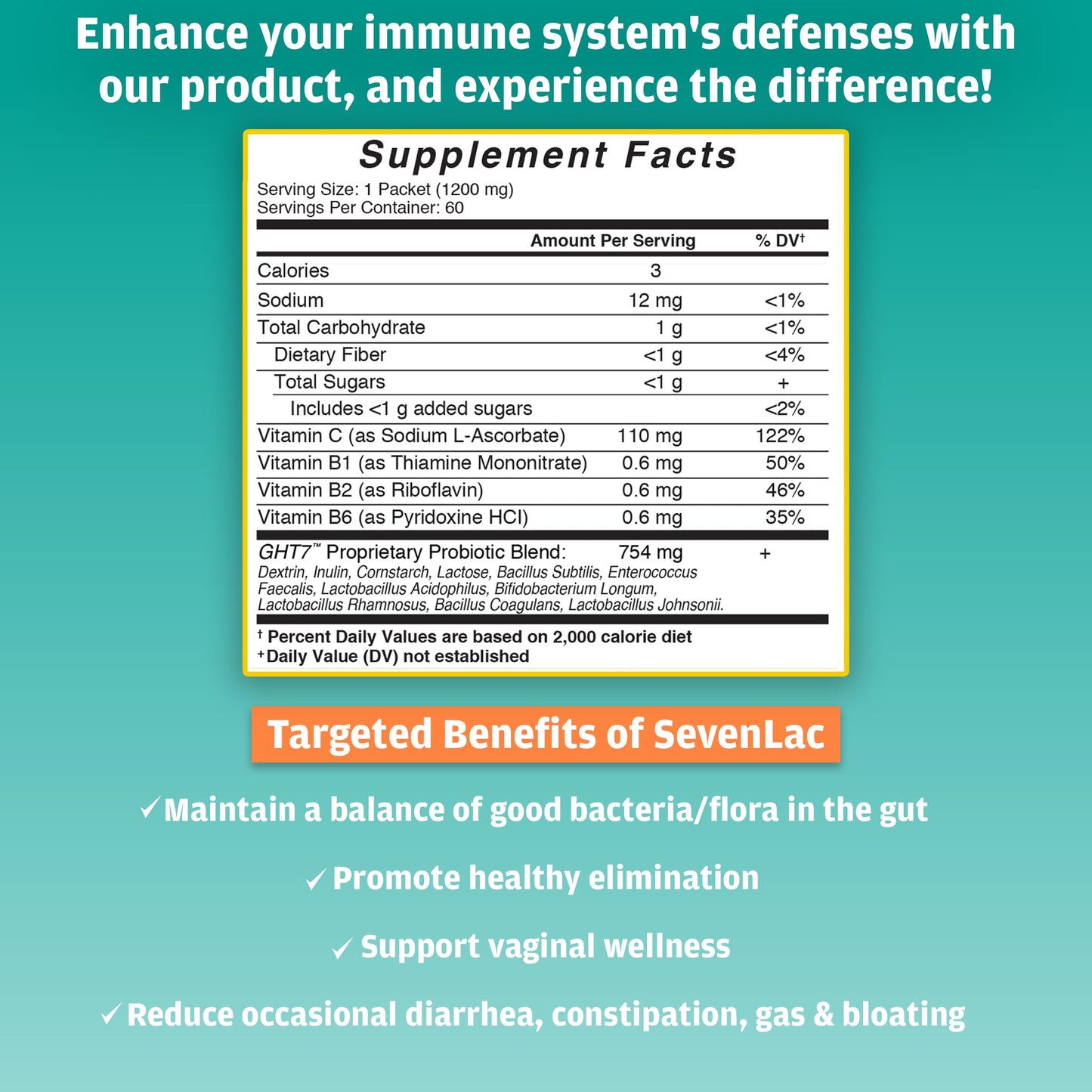 Global Health Trax SevenLac Apple Probiotic Powder Drink Mix, Probiotics for Women, Men, and Kids – Smooth Digestive Support - Relieves Constipation and Gas – 60 Packets, 2.54 Oz, Non-GMO, Gluten-Free ght Global Health TraxBuy Supplements Australia