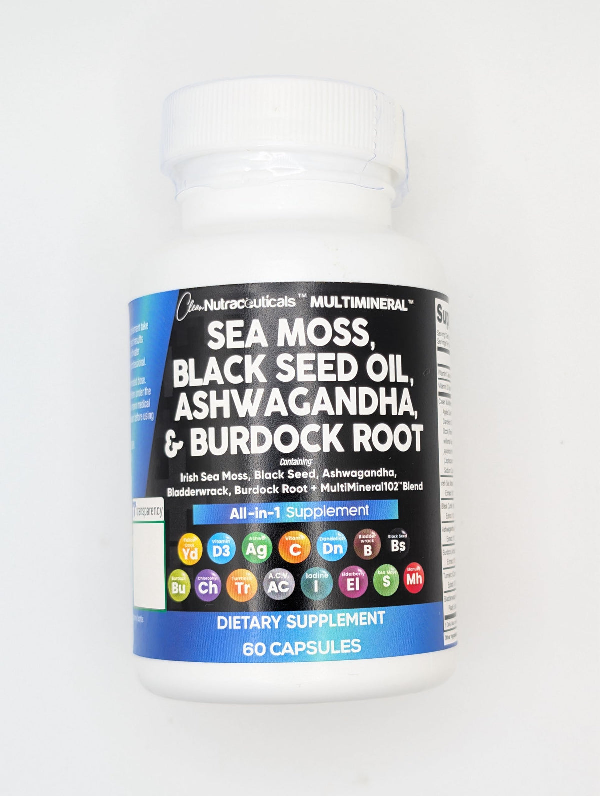 Sea Moss Black Seed Oil Ashwagandha Turmeric Bladderwrack Burdock & Vitamin C Vitamin D3 with Elderberry Manuka Dandelion Yellow Dock Iodine Chlorophyll ACV - 5Pack Clean Nutraceuticals buy supplements Au