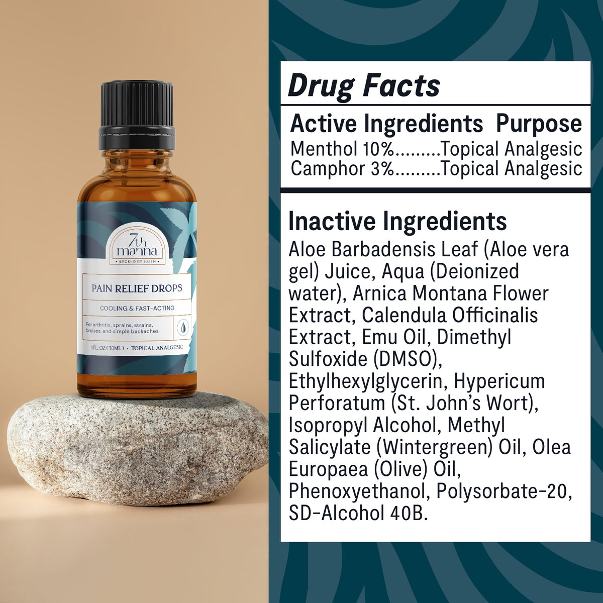 7th Manna Muscle Rub for Joint & Muscle Pain Relief, Menthol Pain Relief Formula with Camphor - Fast-Acting, Quick Dry & No Residue, 30ml - Topical Pain Relief for Active Adults 7th MannaBuy Supplements Australia