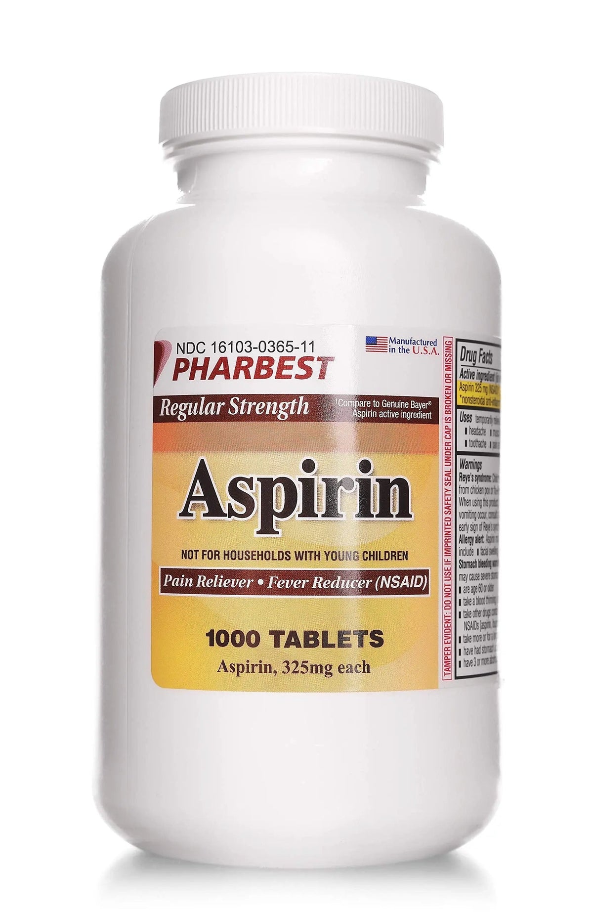 PHARBEST Aspirin 325 mg | Regular Strength | 1000 Count Uncoated Tablets PHARBESTBuy Supplements Australia