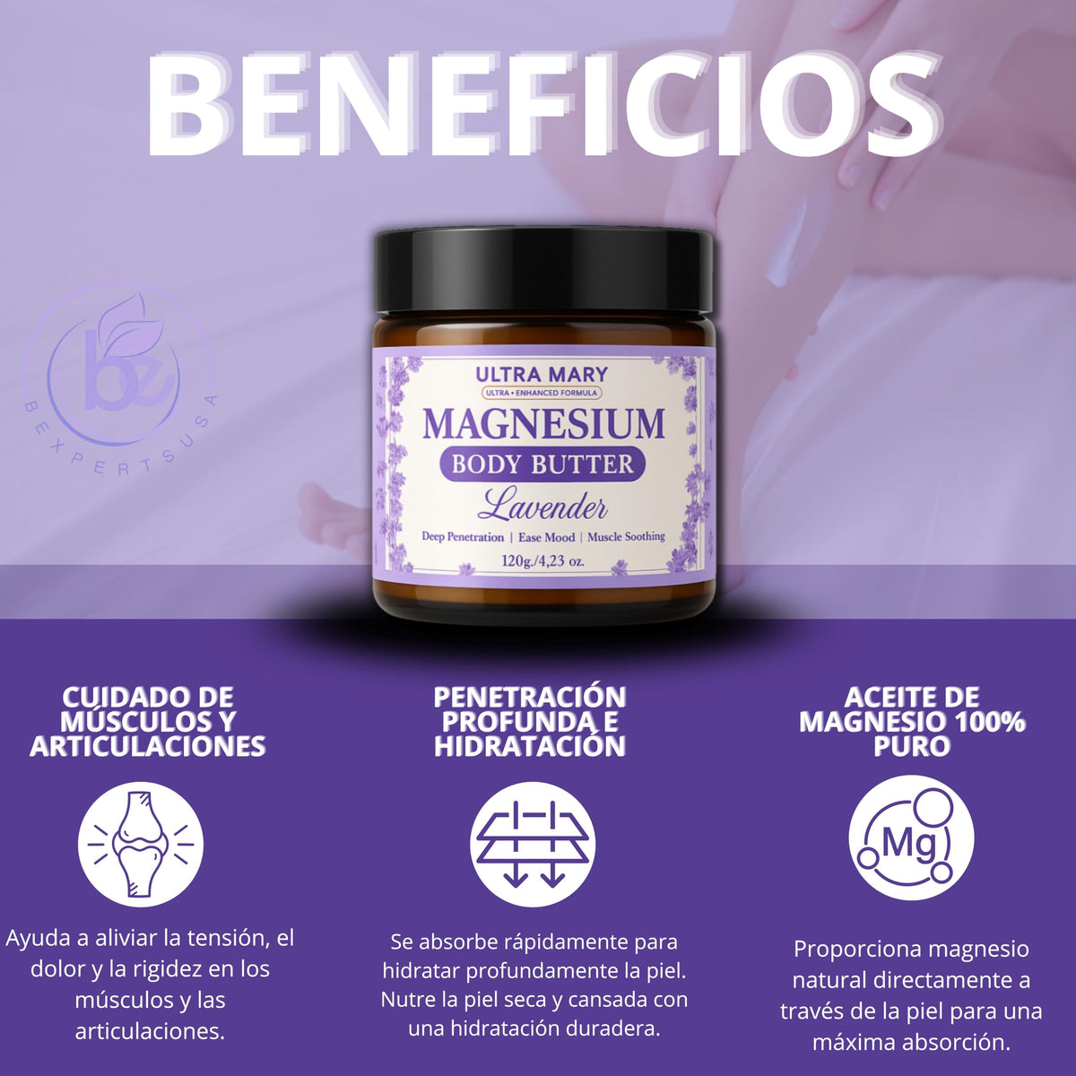 Nighttime Magnesium Cream for Pain, Nerve & Leg Cramps - Magnesium Body Butter for Sleep with Shea Butter, Jojoba Oil, Coconut Extract & Dandelion - Lavender Magnesium Lotion for Kids - 4.23oz ULTRA MARYBuy Supplements Australia