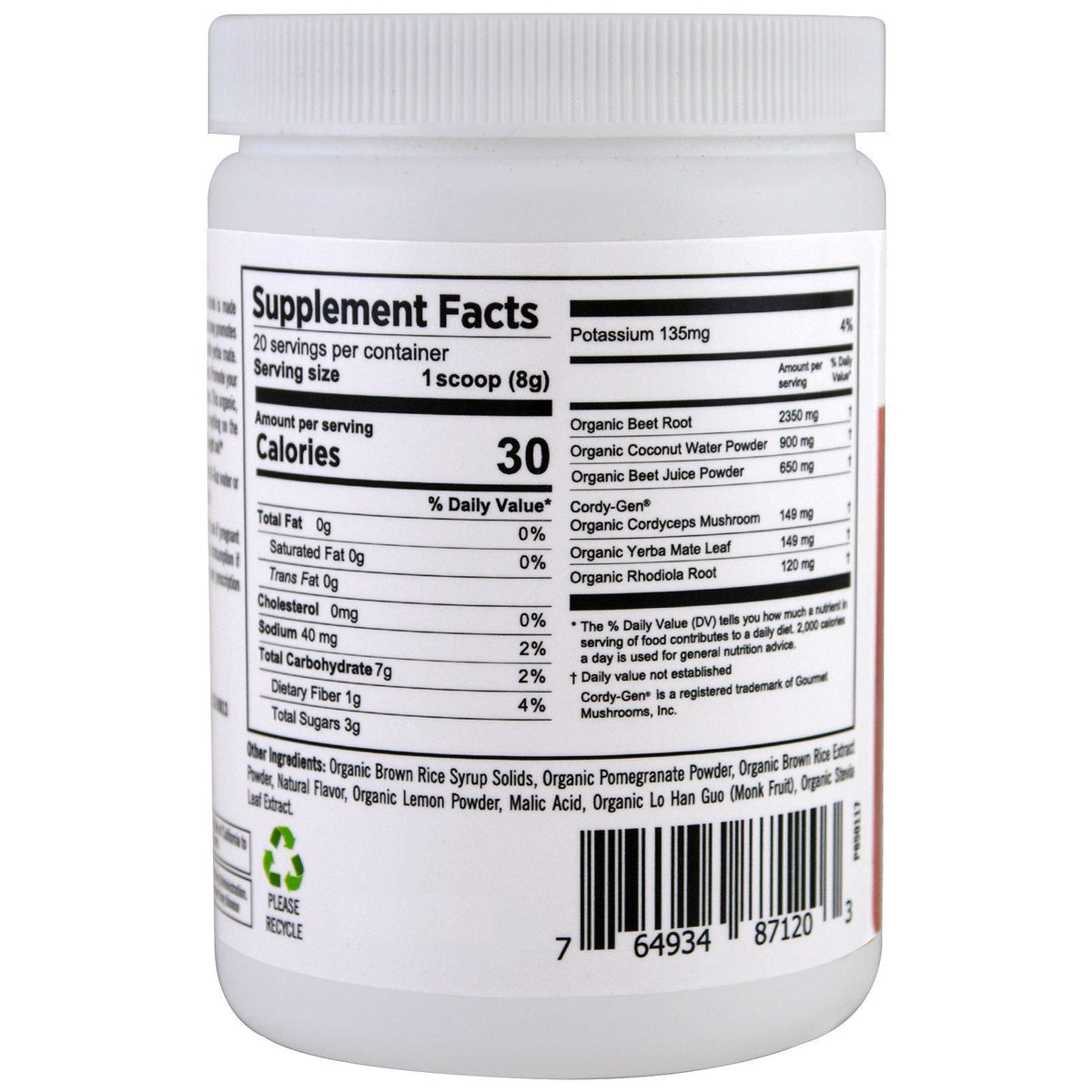 Pure Planet Organic Power Beets Preworkout Berry Burst 160 g