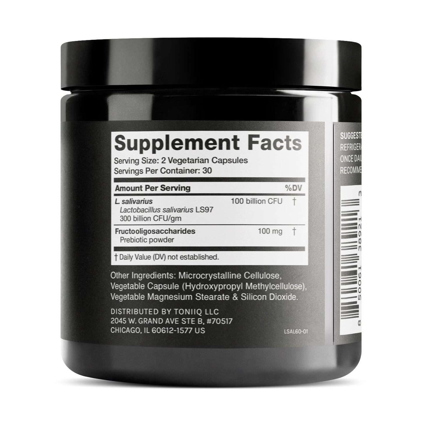 Toniiq 100 Billion CFU Lactobacillus Salivarius Probiotic - Highest Verified CFU Count - Third-Party Lab Tested for Potency - 60 Vegetarian Capsules - 30 Servings - TQ Verified Toniiq buy supplements Au