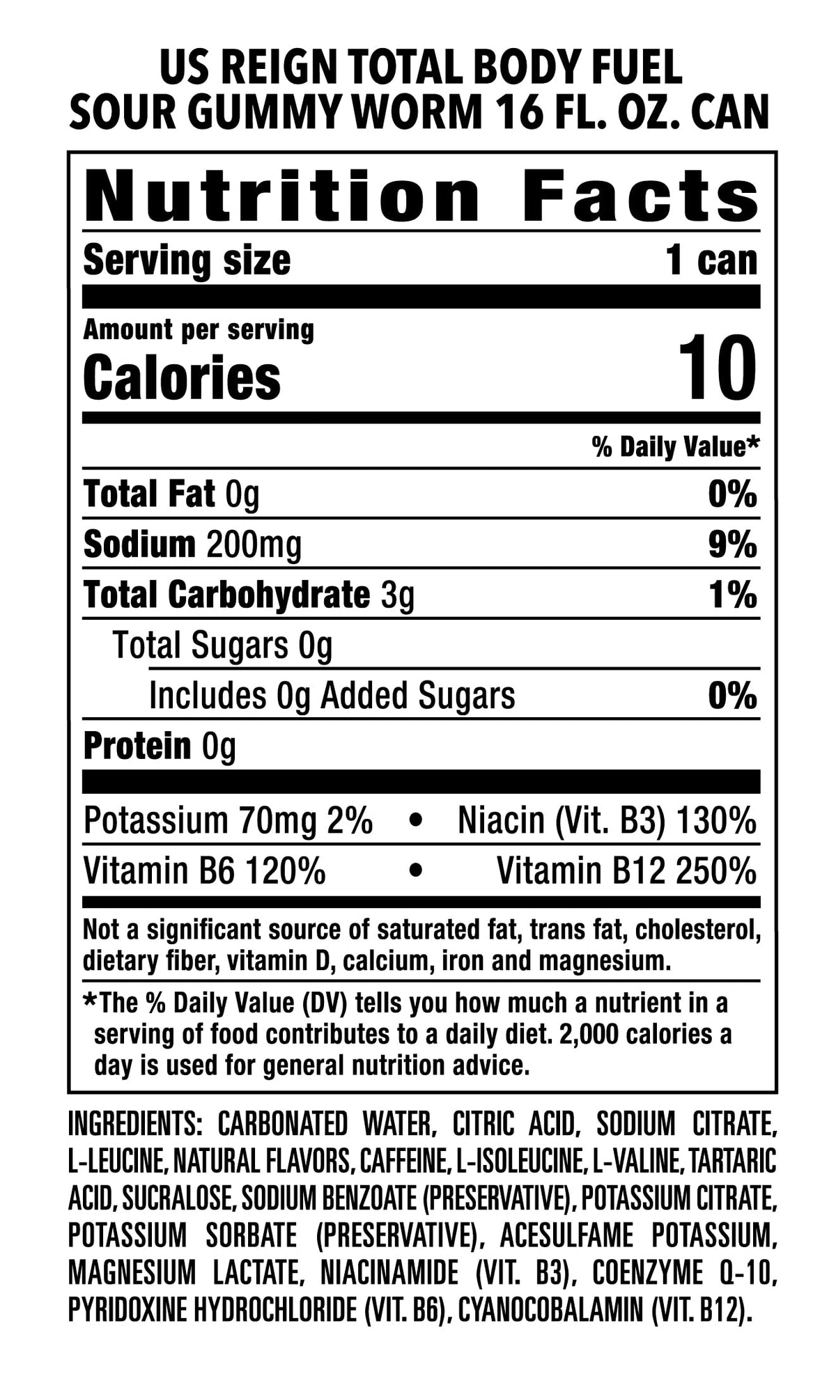 Reign Total Body Fuel, Sour Gummy Worm, Fitness & Performance Drink, 16 Fl Oz (Pack of 12) REIGNBuy Supplements Australia
