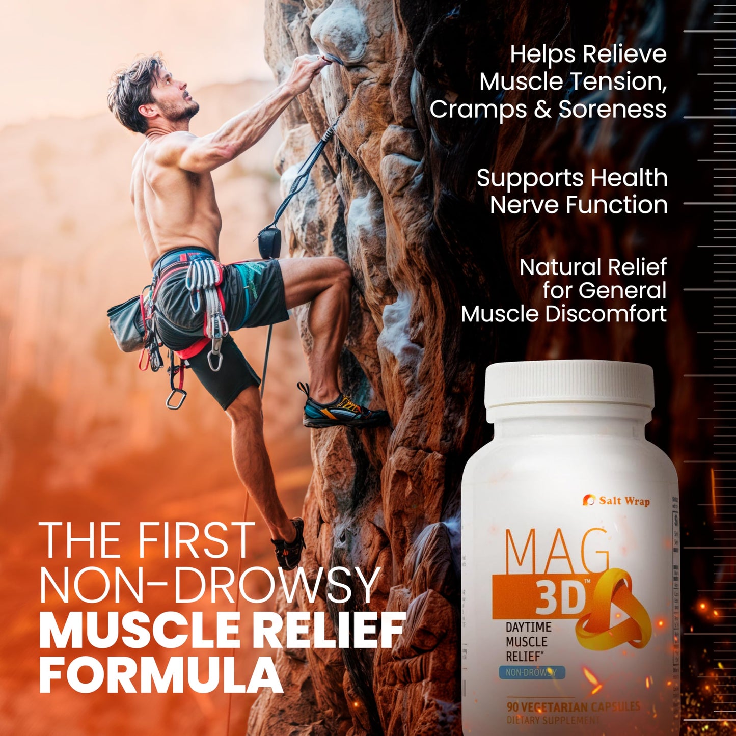 SaltWrap Mag 3D – Daytime (Non-Drowsy) Leg Cramp & Muscle Relief Support - Natural Supplement for Muscle and Nerve Health with Turmeric, Alpha Lipoic Acid & Magnesium SaltWrapBuy Supplements Australia