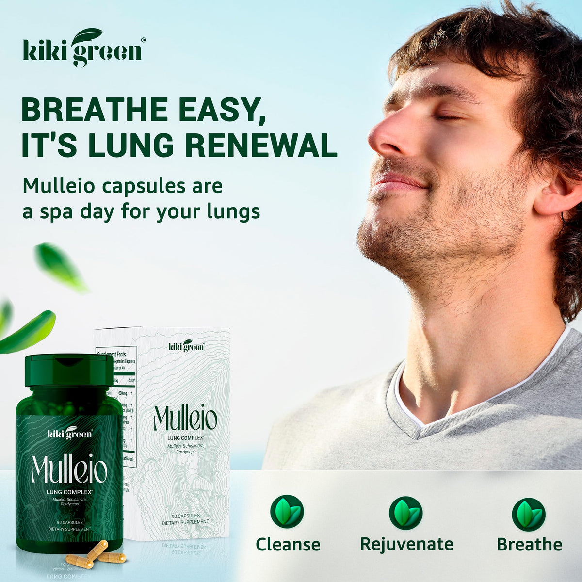KIKI Green MULLEIO Lung Health Capsules: Herbal Supplement for Lung Cleanse, Better KIKI GreenBuy Supplements Australia