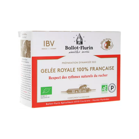 Gelée royale française BIO dynamisée 10 ampoules BALLOT FLURIN