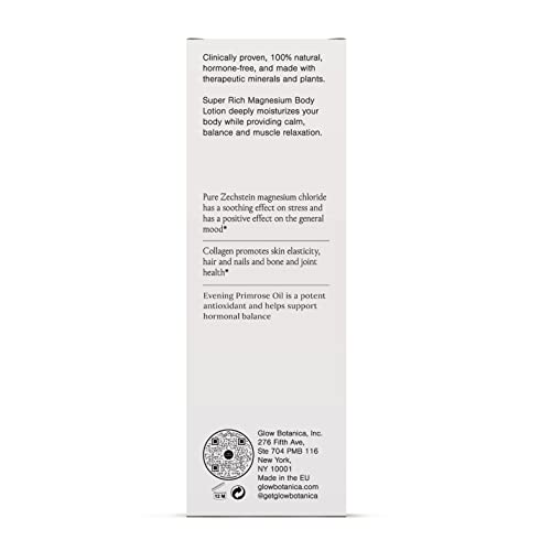 Glow by Hormone University - Magnesium Lotion with Collagen - Magnesium Cream - Bedtime Routine Sleep Lotion - The Highest Concentration of Genuine Zechstein Magnesium Chloride (Pack of 1) Glow BotanicaBuy Supplements Australia