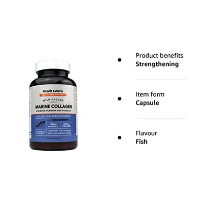Marine Collagen 1400mg | 120 Capsules with Biotin, Hyaluronic Acid, Vitamin C, E, B2, Zinc, Copper & Iodine Miracle GreensBuy Supplements Australia