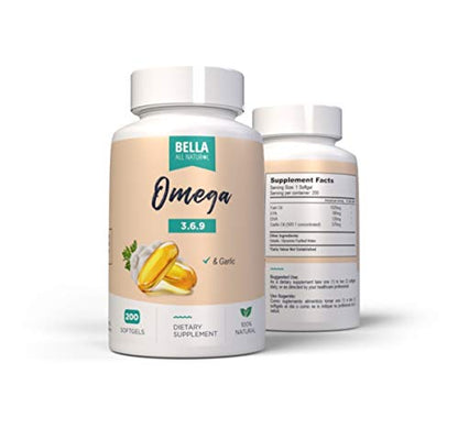 Bella All Natural Omega 3 6 9 with Garlic Oil - 200 Softgels Bella All NaturalBuy Supplements Australia