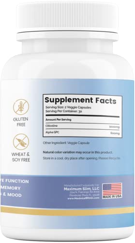 Maximize Within Alpha GPC + Citicoline 60 Ct, 1600mg Concentrated Formula- 99%+Highly Purified & Bioavailable Nootropic-Cognitive Enhancer, Supports Memory, Brain Function, Boosts Focus, Mood & Energy Maximize WithinBuy Supplements Australia
