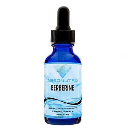 Absonutrix Berberine Supplement 600 mg, 4 Fl Oz Large Bottle, Healthy Weight Loss Support