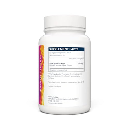 Renue By Science Ashwagandha | High Strength Liposomal Ashwagandha Supplements | 90 Ashwaganda Capsules - 200mg Ashwagandha per Serving | Non-GMO | Made in The USA Third-Party Tested Renue By ScienceBuy Supplements Australia