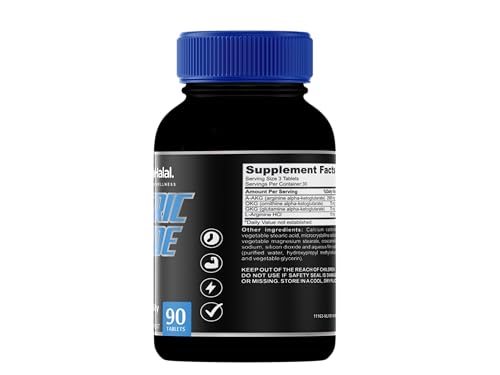 VitaHalal Nitric Oxide Supplement - Powerful Nitric Oxide Booster for Men to Support Blood Pressure, Healthy Blood Flow, Supplement for Men - Natural Energy Boost, L-Arginine Non-GMO Capsules