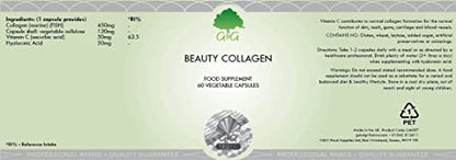 Beauty Collagen | Collagen & Hyaluronic Acid Supplement | 60 Capsules | Hydrolysed Marine Collagen G&G VitaminsBuy Supplements Australia
