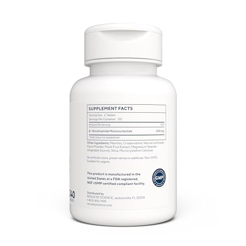 Renue By Science NMN Supplement | 240 Chewable Vegetarian Tablets - 125mg Nicotinamide Mononucleotide per Serving | Lemon Flavour - Manufactured in The USA Third-Party Tested Renue By ScienceBuy Supplements Australia