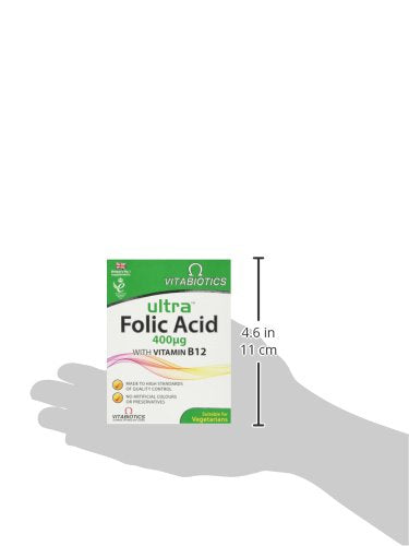 Vitabiotics Ultra Folic Acid Tablets 400 mcg Vitamin B9 with Vitamin B12-60 Tablets Vitabiotics UltraBuy Supplements Australia