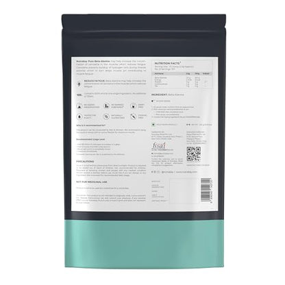Nutrabay Pure 100% Beta Alanine Powder, Pre Workout supplement for Men & Women - 250g Unflavoured, 100 Servings