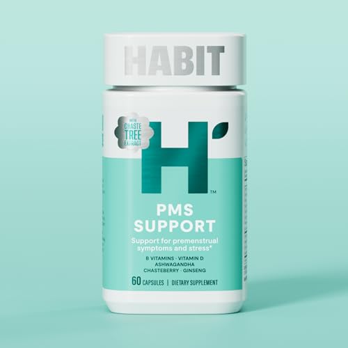 Habit PMS Support Supplement for Women (60 Capsules) - Supports Premenstrual Symptoms & Stress, Hormone Balance, Mood, B Vitamins, Vitamin D, Chasteberry, Ashwagandha, Gluten-Free, Non-GMO (1 Pack) H' HabitBuy Supplements Australia