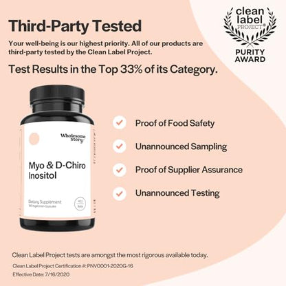 Myo-Inositol & D-Chiro Inositol Capsules, 90-Day Supply, 40:1 Ratio for Hormonal Balance Wholesome StoryBuy Supplements Australia
