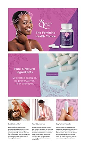 Queen Care - Boric Acid Suppositories, Boric Acid Suppositories for Feminine Care, Safe & All-Natural pH Queen CareBuy Supplements Australia