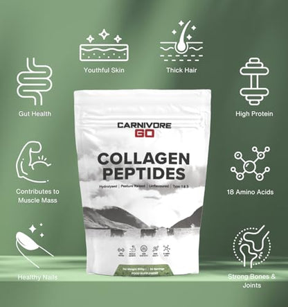 Carnivore Go Grass Fed Bovine Collagen Powder - 400g Hydrolysed Type 1 & 3 Carnivore GoBuy Supplements Australia