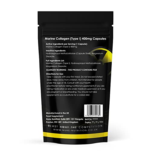 Nuke Nutrition Marine Collagen Capsules - 400mg - 60 Capsules - High Strength Collagen Nuke NutritionBuy Supplements Australia