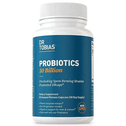 Dr. Tobias Probiotics 30 Billion, 10 Strains, 30 Billion CFU's, Targeted Release Probiotics 