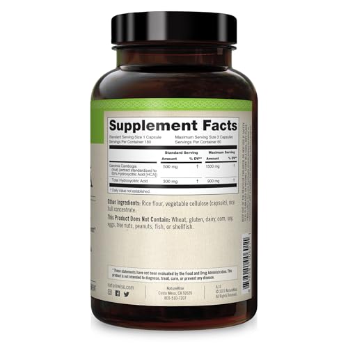 Naturewise Garcinia Cambogia with Pure Garcinia Cambogia Extract, 60% HCA Concentrati NatureWiseBuy Supplements Australia