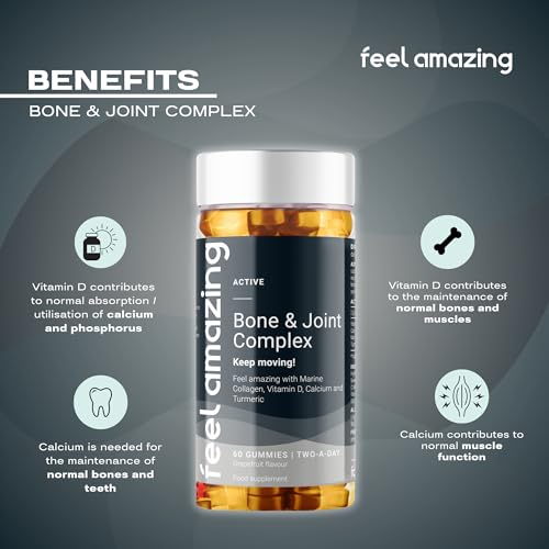 Feel Amazing Bone & Joint Complex Gummies - with Calcium, Vitamin D3 & Marine Collagen - 60 Grapefruit-Flavored Gummies - 30-Day Supply (1) Feel AmazingBuy Supplements Australia