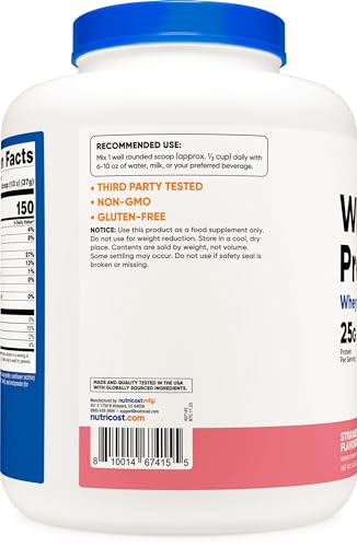 Nutricost Whey Protein Concentrate (Strawberry Milkshake) 5LBS - Gluten Free NutricostBuy Supplements Australia