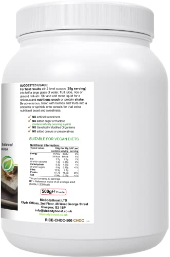 RicePro |Chocolate | Brown Rice Protein Powder with Added Herbals | Chicory Root Extract, BiobodyboostBuy Supplements Australia