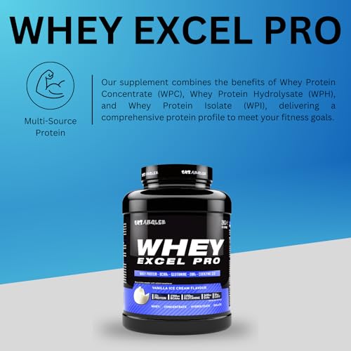 Out Angled Whey Excel Pro Whey Protein Powder Vanilla Flavour, 2kg, 66 Servings, High Protein Powder OUT ANGLEDBuy Supplements Australia