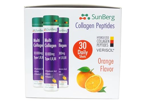 Sunberg Collagen Liquid Shots - 10000mg Collagen Supplement Type I,II,III Hyaluronic Acid BodygenixBuy Supplements Australia