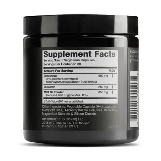 Toniiq 1600mg Resveratrol Blend - Ultra High Purity and 3rd Party Tested - with MCT Oil for Added Bioavailability - Optimal NAD Supplement Toniiq buy supplements Au