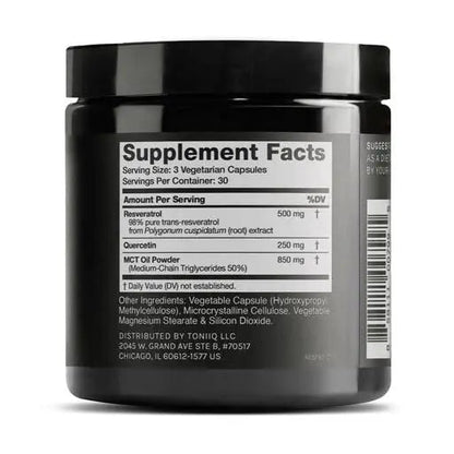 Toniiq 1600mg Resveratrol Blend - Ultra High Purity and 3rd Party Tested - with MCT Oil for Added Bioavailability - Optimal NAD Supplement Toniiq buy supplements Au