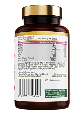 Marine Collagen Complex – 120 Hydrolyzed Fish Collagen Capsules – Enriched with Vitamin C Royal Oak HealthBuy Supplements Australia