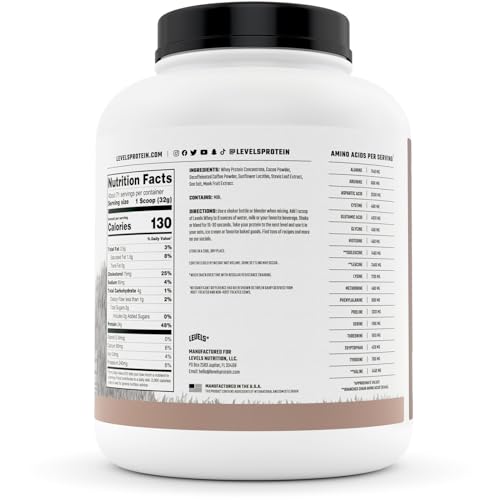 Levels Grass Fed 100% Whey Protein, No Hormones, Chocolate Mocha, 5LB Levels NutritionBuy Supplements Australia