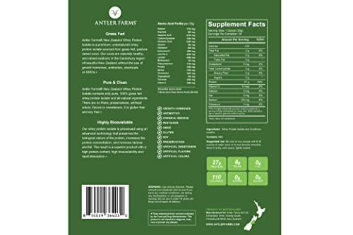 Antler Farms - 100% Grass Fed New Zealand Whey Protein Isolate, Unflavored, 30 Servings Antler FarmsBuy Supplements Australia