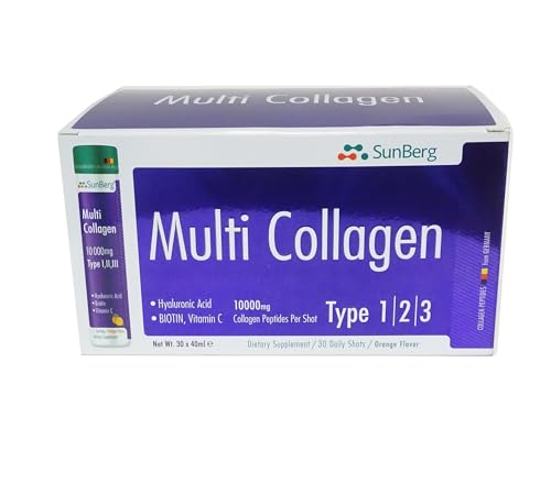 Sunberg Collagen Liquid Shots - 10000mg Collagen Supplement Type I,II,III Hyaluronic Acid BodygenixBuy Supplements Australia