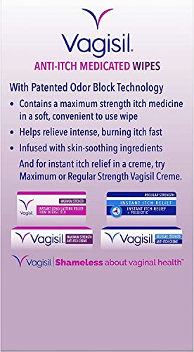 Vagisil Anti-Itch Medicated Wipes, Maximum Strength 12 ea (Pack of 6) VagisilBuy Supplements Australia