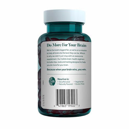 NEURIVA Plus Decaffeinated Nootropic Brain Supplement for Memory, Focus & Concentration & Cognitive Function, Clinically Tested NeuroFactor, Phosphatidylserine, Vitamins B6 B12,50ct Strawberry Gummies NEURIVABuy Supplements Australia