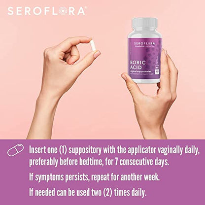 Seroflora Boric Acid Vaginal Suppositories for Women + 1 Suppository Applicator - Helps SerofloraBuy Supplements Australia