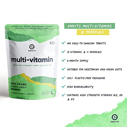 Vegan Multivitamins & Minerals - With High Strength Vitamin B12, D3, K2 & Iron OmvitsBuy Supplements Australia